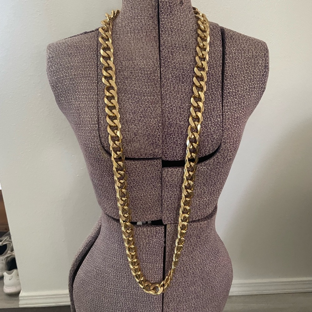 Cuban Linked Gold Chain Statement Necklace